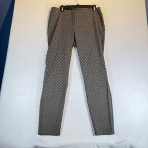 Alfani Ankle Pants Woman's 10 (9" Rise) Brown Geometric Tear Drops Elastic Waist